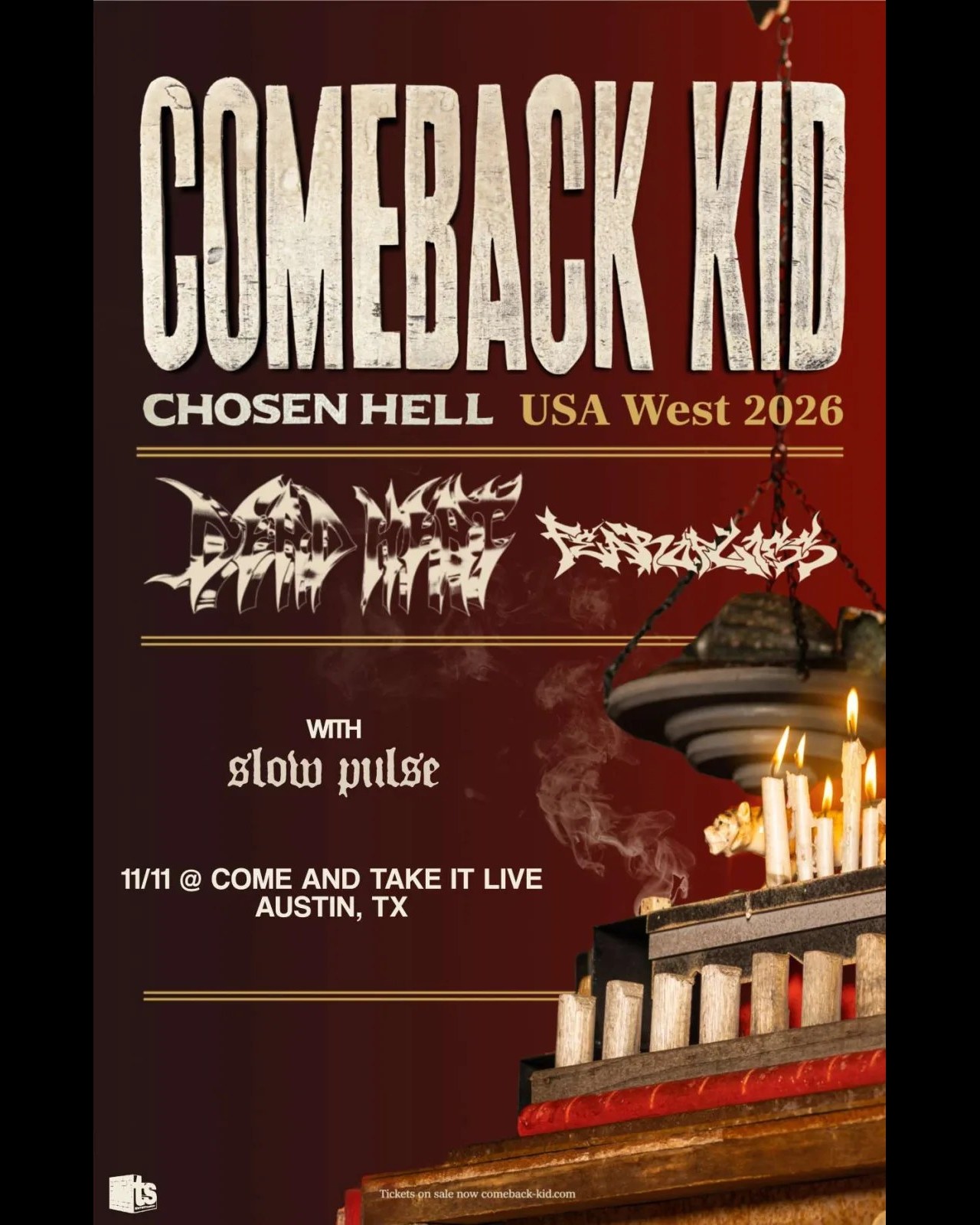 Flyer for COMEBACK KID at Come And Take It Live on November 11, 2026