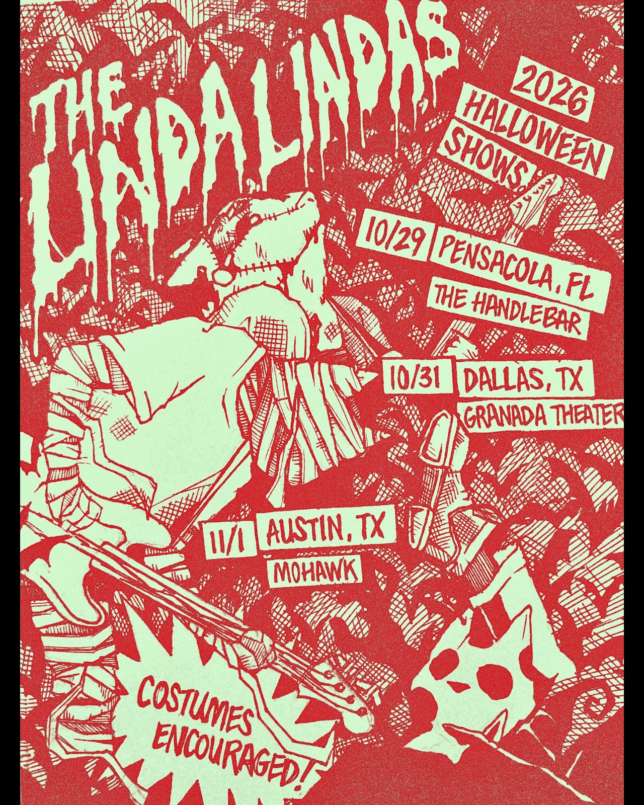 Flyer for The Linda Lindas, and The Rat Utopia Experiment at Mohawk on November 1, 2026