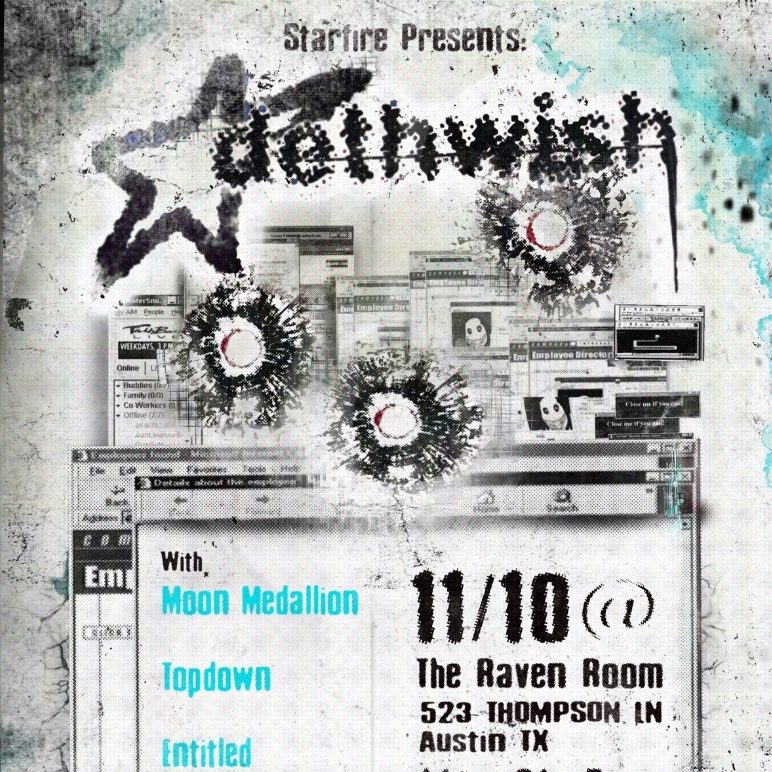 Flyer for Dethwish, Topdown, Moon Medallion, Gallows of Saturn, and Entitled at The Raven Room on November 10, 2026