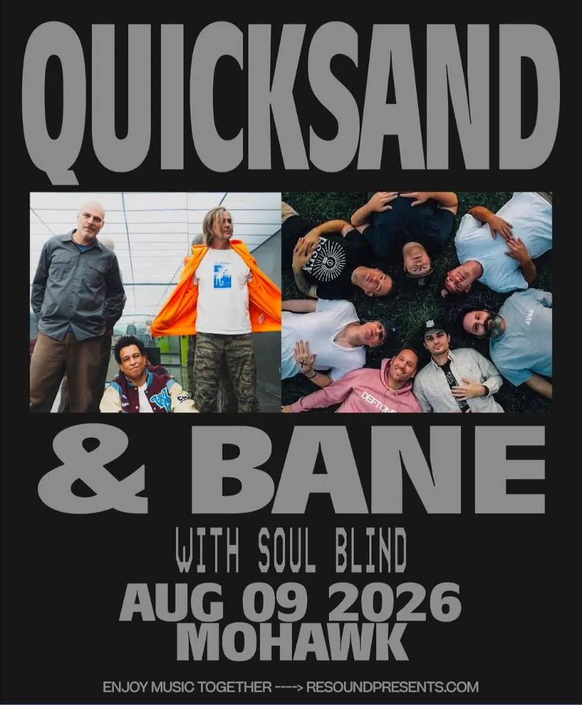 Flyer for Quicksand with Bane and Soul Blind at Mohawk in Austin on August 9, 2026