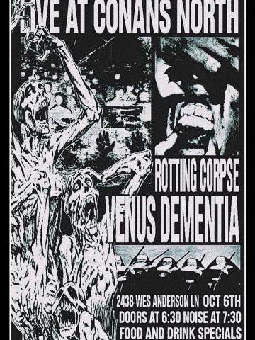 Flyer for Rotting Corpse and Venus Dementia show