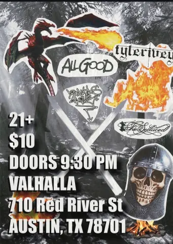 Flyer for All Good, Tyler Ivey, Downers Grove, and the Seduced at Valhalla on September 4, 2026