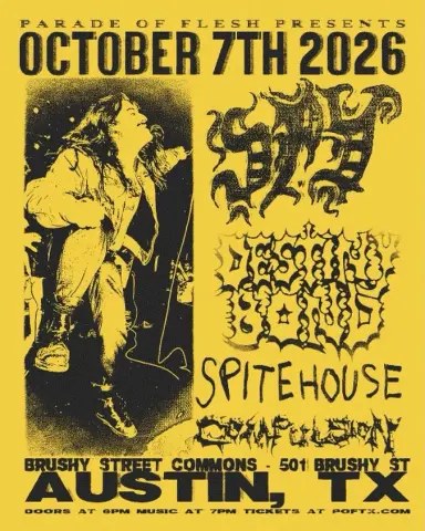 Tour flyer for SPY Live in North America Fall 2026 — Austin Oct 7 at Brushy St with Destiny Bond and No Guard