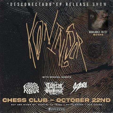 Flyer for Koningsor (EP Release), Career Killer, Tibetan Sky Burial, and Sozora at Chess Club on October 22, 2026